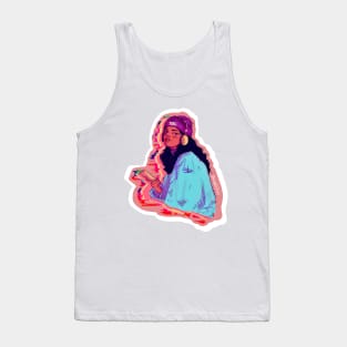 Girl listening to music Tank Top